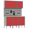 vidaXL Werk kast met lade met slot 8 st Rood Engineered hout en staal