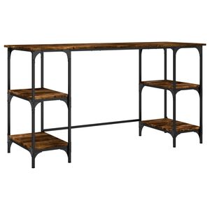 vidaXL Bureau 140x50x75 cm metaal en bewerkt hout gerookt eikenkleurig