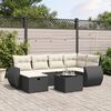 vidaXL 6-delige Loungeset met kussens poly rattan zwart