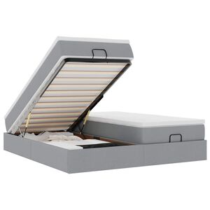 vidaXL Ottoman bed met matrassen 180x200cm stof lichtgrijs