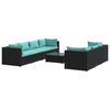 vidaXL 8-delige Loungeset met kussens poly rattan zwart