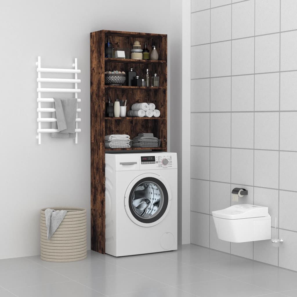 VidaXL Wasmachinekast 64x24x190 cm bewerkt hout zwart