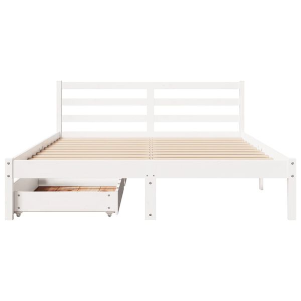 vidaXL Bedframe zonder matras massief grenenhout wit 150x200 cm