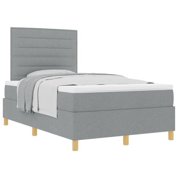vidaXL Boxspringbed met matras Lichtgrijs 120 x 190 cm Stof