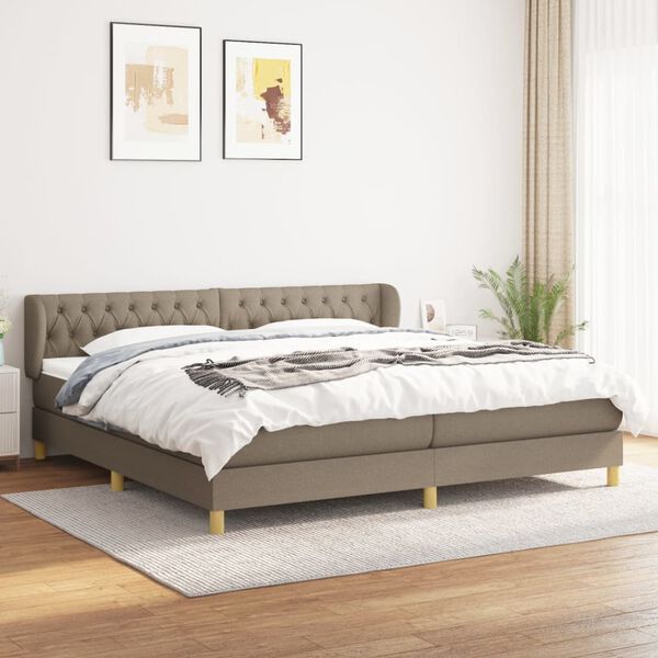 vidaXL Boxspring met matras stof taupe 200x200 cm