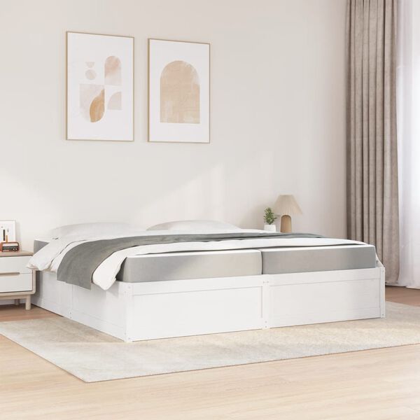 vidaXL Bed met matras massief grenenhout wit 200x200 cm