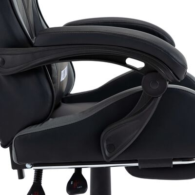 vidaXL Racestoel met voetensteun kunstleer grijs en zwart