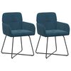 vidaXL Eettafelstoelen 2 pcs fluweel Blauw 59 x 56,5 x 86 cm