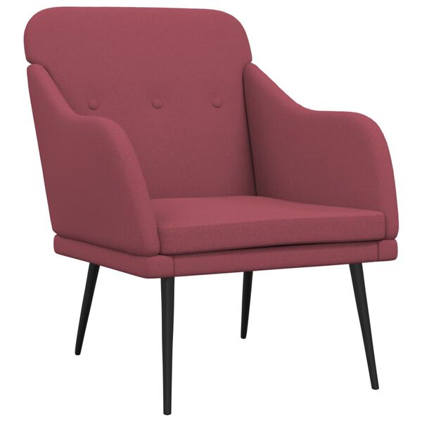 vidaXL Fauteuil 63x76x80 cm stof wijnrood