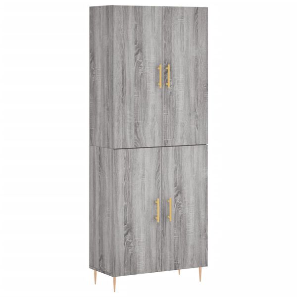 vidaXL Hoge kast 69,5x34x180 cm bewerkt hout grijs sonoma eikenkleurig