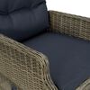 vidaXL 3-delige Loungeset met kussens poly rattan bruin