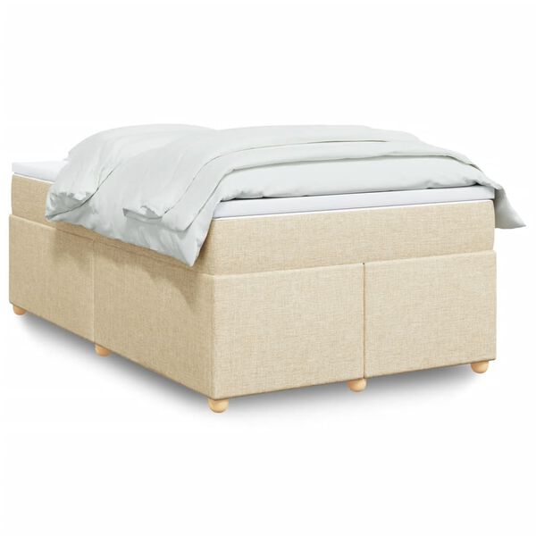 vidaXL Boxspring met matras stof cr&egrave;mekleurig 120x190 cm