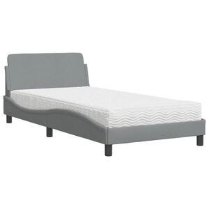 vidaXL Bed met matras "Dover" stof lichtgrijs 100x200 cm