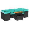 vidaXL 8-delige Loungeset met kussens poly rattan zwart