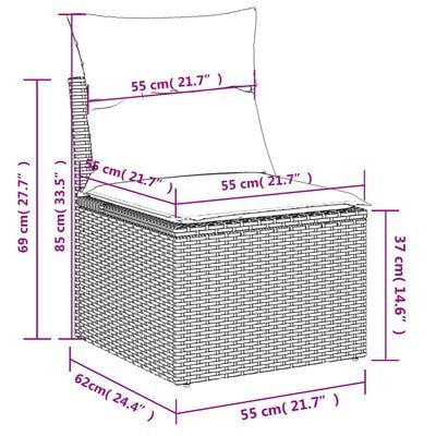 vidaXL 7-delige Loungeset met kussens poly rattan zwart