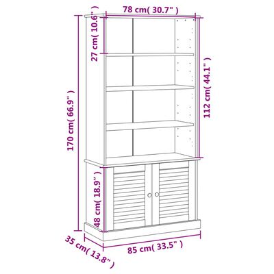 vidaXL Boekenkast VIGO 85x35x170 cm massief grenenhout