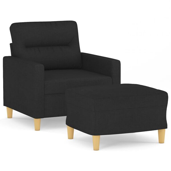 vidaXL Fauteuil met voetenbank 60 cm stof zwart