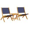 vidaXL Tuinstoelen 2 st inklapbaar met tafel massief hout blauw