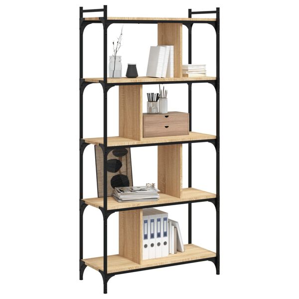 vidaXL Boekenkast 5-laags 76x32x158 cm bewerkt hout sonoma eikenkleur