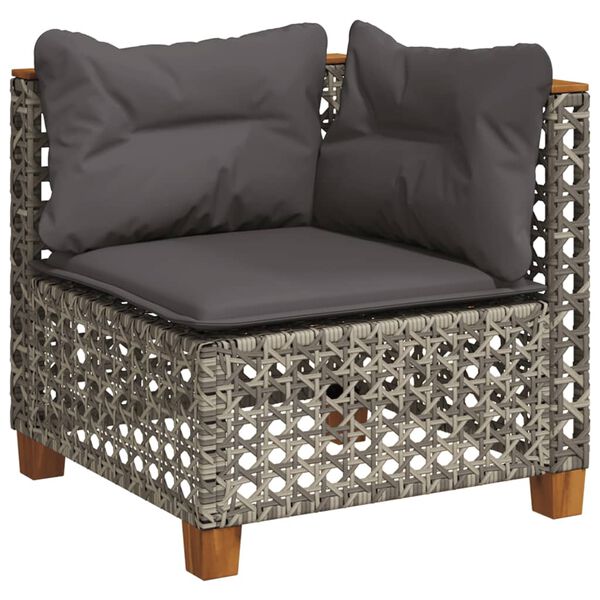 vidaXL 8-delige Loungeset met kussens poly rattan grijs
