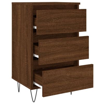 vidaXL Nachtkastjes 2 st 40x35x69 cm bewerkt hout bruin eikenkleur