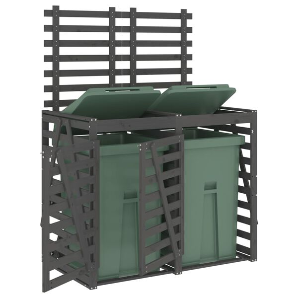 vidaXL Containerberging dubbel massief grenenhout grijs