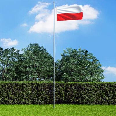 vidaXL Vlag met vlaggenmast Polen 4 m aluminium