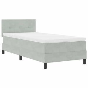 vidaXL LED Box Spring Bed met matras Lichtgrijs 90 x 190 cm Fluweel