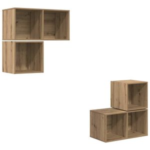 vidaXL Tv-meubelset Wandgemonteerd 4 pcs Artisan Eiken Bewerkt hout