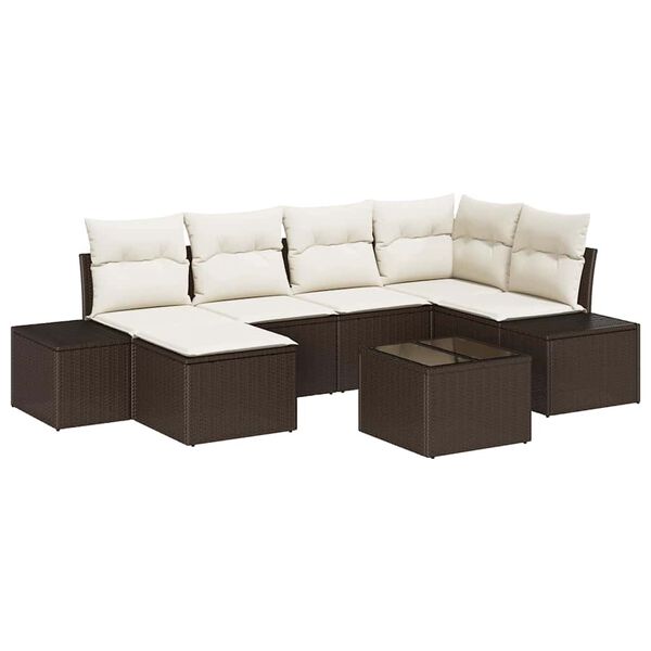 vidaXL Tuin Sofa Set met kussen 6 pcs Bruin en Cr&egrave;me poly rattan