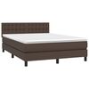 vidaXL Boxspring met matras en LED kunstleer bruin 140x190 cm