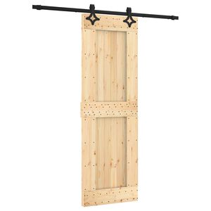 vidaXL Schuifdeur Naturel en Zwart 70 x 210 cm Massief Grenenhout