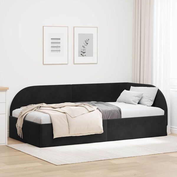 vidaXL Hoekbedframe met hoofdeinde Zwart 90 cm x 190 cm Fluweel