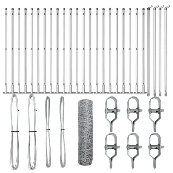 vidaXL Afrasteringspaal Zilver 50 x 0,5 m (36 mm gaas) Staal