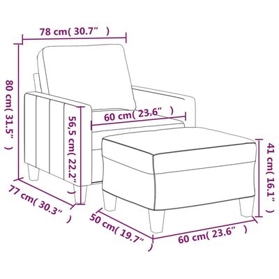 vidaXL Fauteuil met voetenbank 60 cm kunstleer cappuccinokleurig