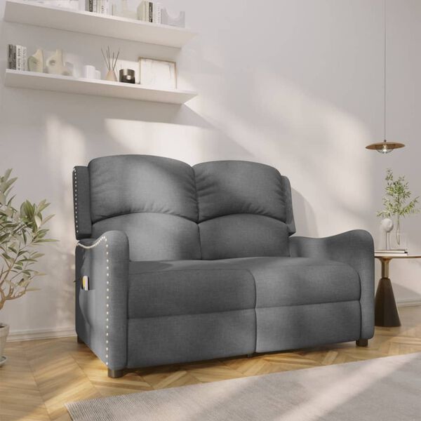 vidaXL Massagestoel 2-zits verstelbaar stof lichtgrijs