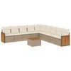 vidaXL 10-delige Loungeset met kussens poly rattan beige