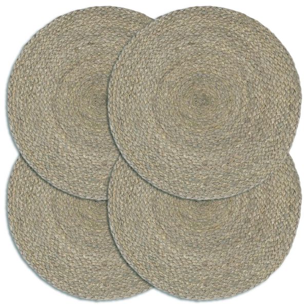vidaXL Placemats 4 st rond 38 cm jute effen grijs