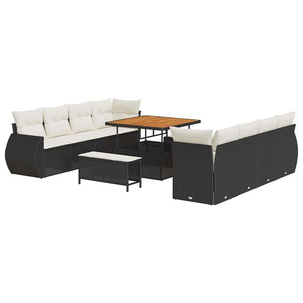 vidaXL Tuin Sofa Set met kussen met opslag 11 pcs Zwart poly rattan