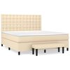 vidaXL Boxspring met matras stof cr&egrave;mekleurig 180x200 cm