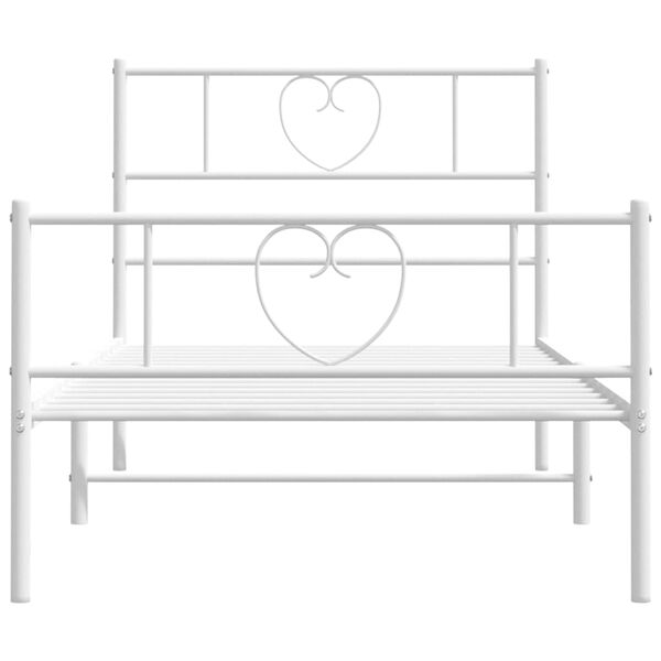 vidaXL Bedframe met hoofd- en voeteneinde metaal wit 90x190 cm
