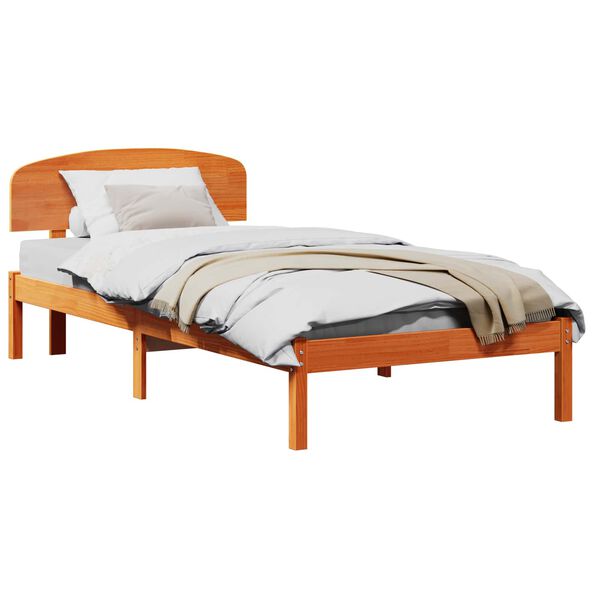 vidaXL Bedframe met hoofdeinde Wasbruin 90 x 190 cm Massief grenenhout