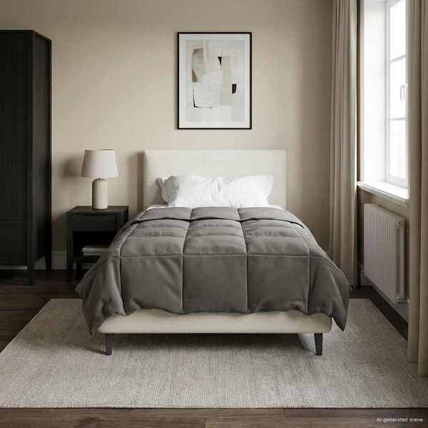 vidaXL Vol jaar dekbed Gekwilt Lichtgrijs 155 x 220 cm Microfiber