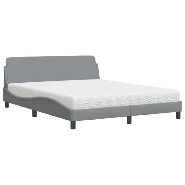 vidaXL Bed met matras "Dover" stof lichtgrijs 160x200 cm