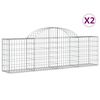 vidaXL Schanskorven 2 st gewelfd 200x30x60/80 cm gegalvaniseerd ijzer