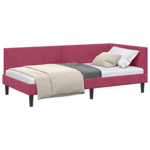 vidaXL Hoekbedframe met hoofdeinde Wijnrood 80 cm x 200 cm Fluweel