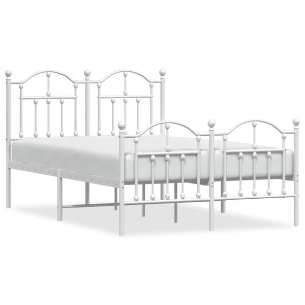 vidaXL Bedframe met hoofd- en voeteneinde metaal wit 120x200 cm