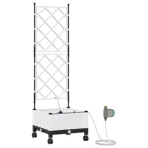 vidaXL Tuin Pot met Irrigatie en Wielen Wit 40 x 40 x 132 cm PP