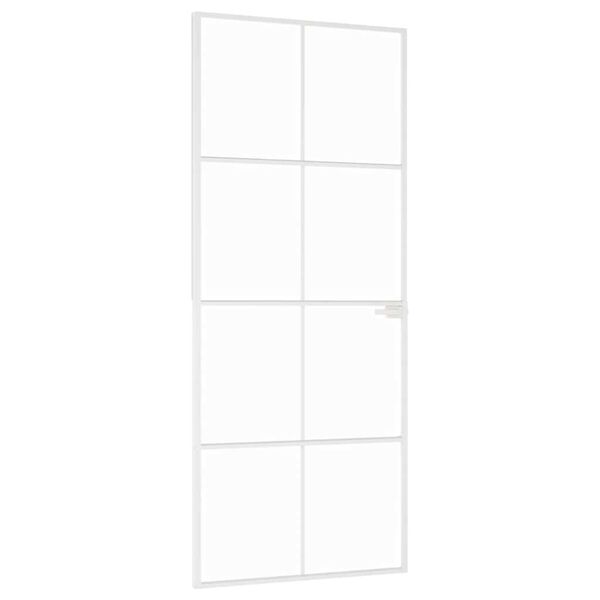 vidaXL Binnendeur 83x201,5 cm gehard glas en aluminium smal wit