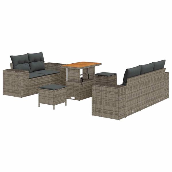 vidaXL Tuin Sofa Set met kussen met opslag 8 pcs Grijs Poly Rattan